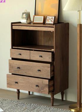 黑桃木实木斗23888柜简古约式储物柜复抽屉式边柜美收纳柜子沙胡