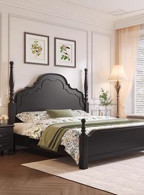 法式实木约18299床主卧双人大床1米8简代美式现奶风油白色公主安