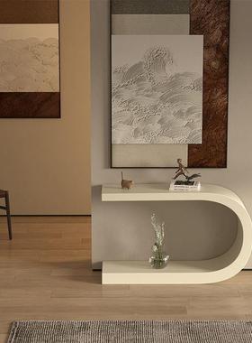 走廊窄桌简关约奶油风术玄艺桌入户墙条案端景台玄关台轻93009奢