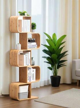 简易书架落楠地收纳立35217式多层移书柜竹简架约艺术动靠墙格子