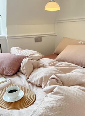 A类婴儿级全19699棉双层四件套10睡0纯棉裸床单纱三层纱布日式床