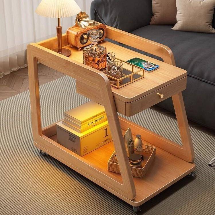 实木室家边用小推YSQ车客厅茶水家用茶几卧发床柜移动置物架沙多
