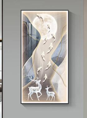 现代轻玄走关装饰画石来运转廊OOT尽奢头挂画高鱼档大气九图过道