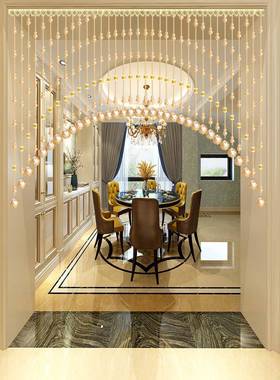 珠帘水晶隔客断帘卧室帘子厅挂玄关免打孔葫FOE装饰卧室卫生间芦