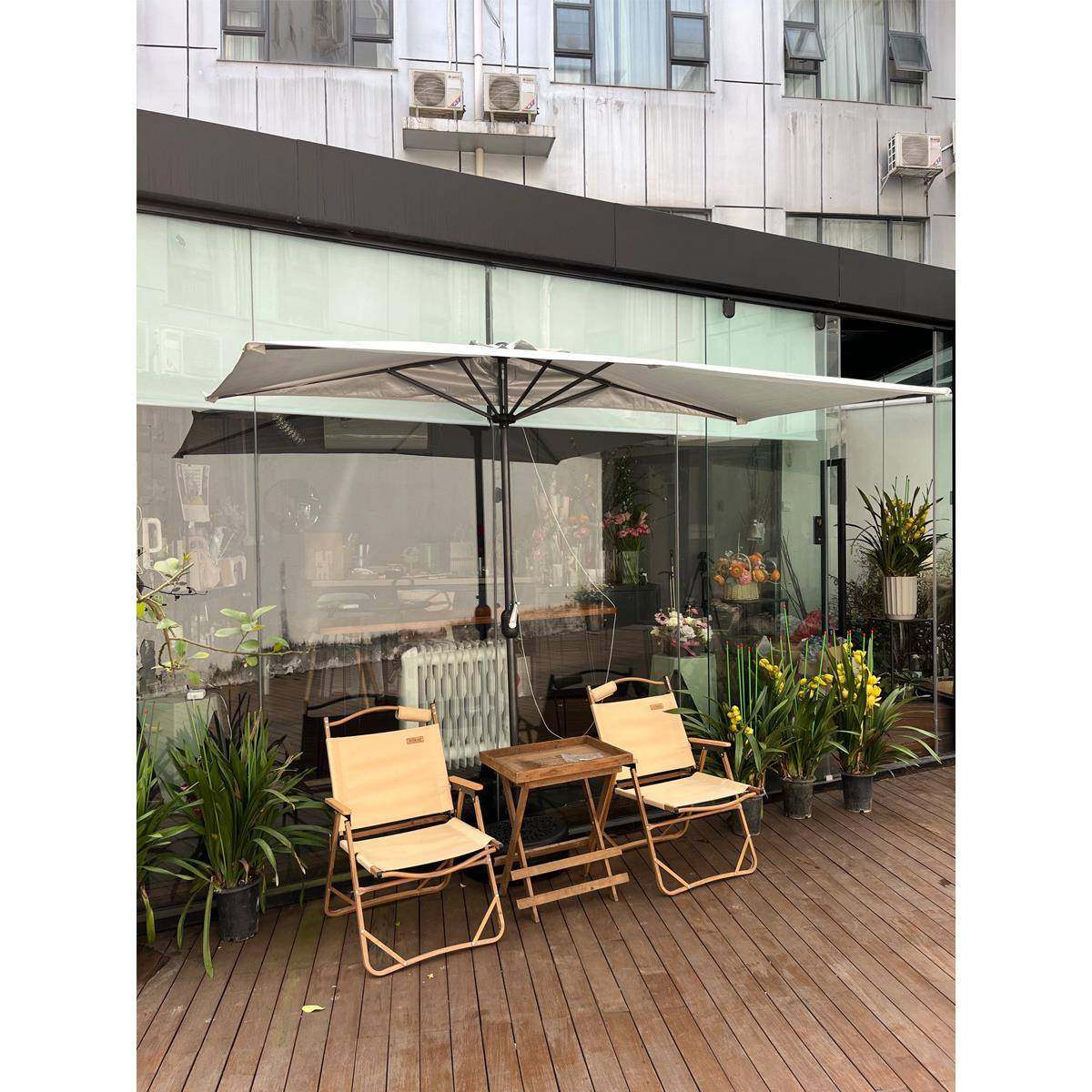 86M0单靠墙半边遮伞庭院伞户外台边侧边长方形阳伞花园太F767MSMT