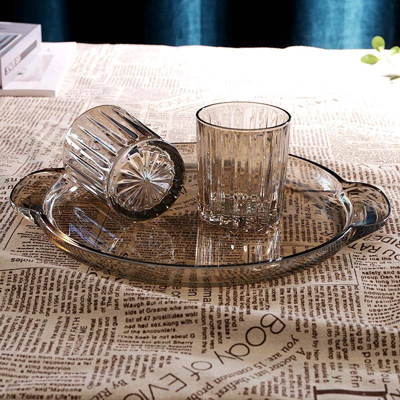 86M0轻奢商用晶玻家璃托盘茶点盘用客厅圆水果盘茶形F767HM9J盘带