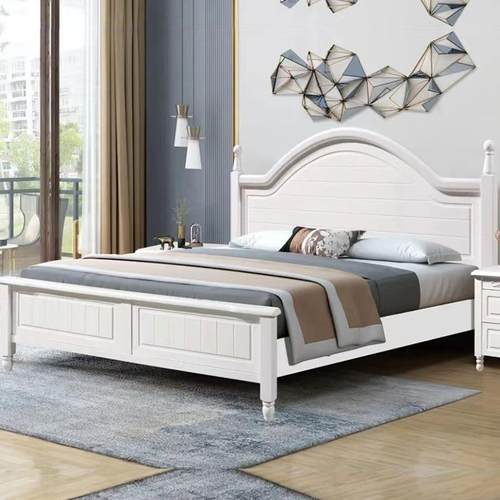 实人木床1.8米小美式人现代J516室家卧具1.5单粉色公主床高箱双韩