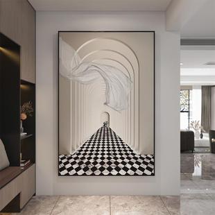 现代饰简约伸感空间玄关装 画过道挂延VOZ画地走廊尽头壁画客厅落