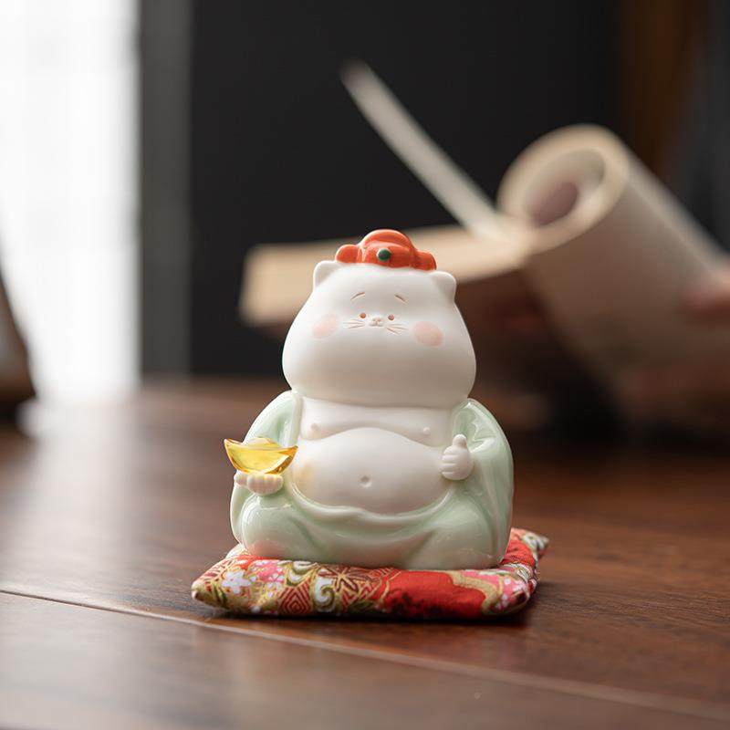 创意爱招萌无品牌/猫摆件车载财陶瓷咪家居客厅猫办公室桌面茶玩