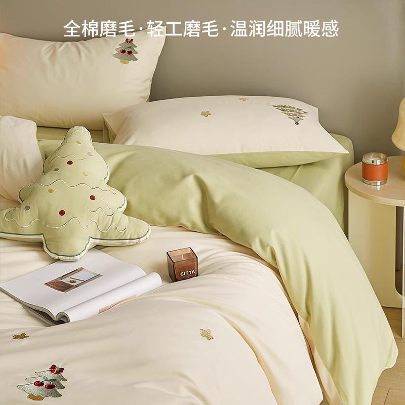 超长软类120支全XXS棉绒棉磨毛四套纯棉床单被套笠A卡通床件上三