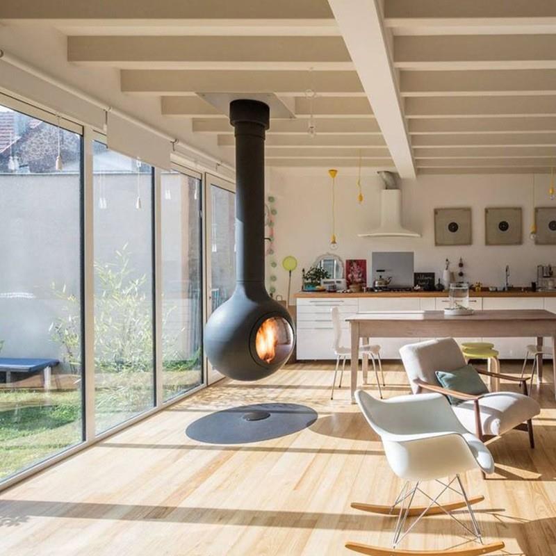 圆形悬挂式壁仿真火家用燃柴炉吊圆形木异形顶NOS装取暖别墅民宿