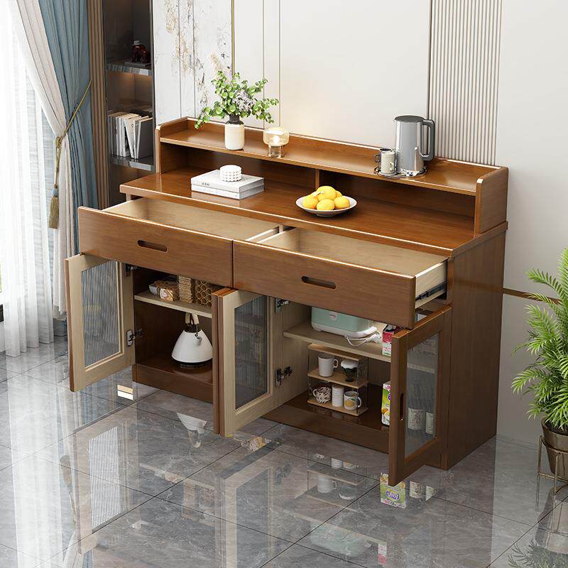 简约门现代实木餐边酒柜双42709四门餐厅多功能柜储物茶水柜收纳