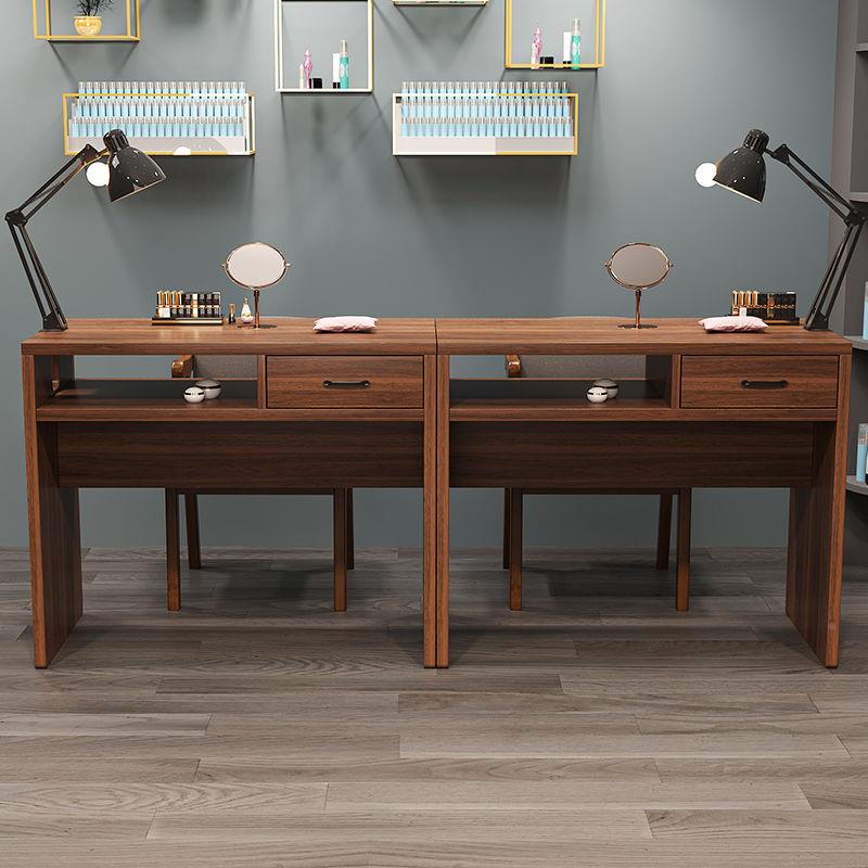 升级夹现灯al123孔复古台美甲桌约代简单双人美甲工作抽屉收纳双