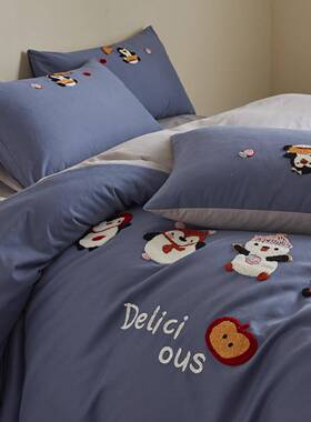 爱男A类秋冬100支35051毛巾绣套全棉磨毛四件纯棉学生可孩卡通三