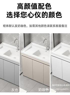 带厚蜂窝铝间阳台28266卫生洗衣柜加一体陶瓷洗衣盆搓板水槽落地