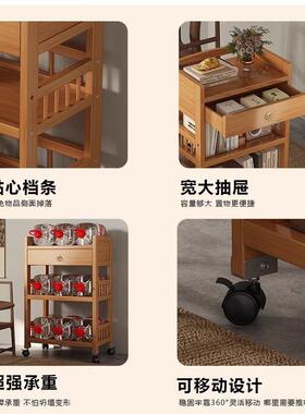 可移动多小推车简易家用客厅落地层轮式置物茶桌水架带茶边VZE收