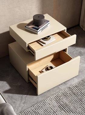 BER83头2#奶油风漆床柜红创意设计简约现代实木烤小边几YJP网卧室