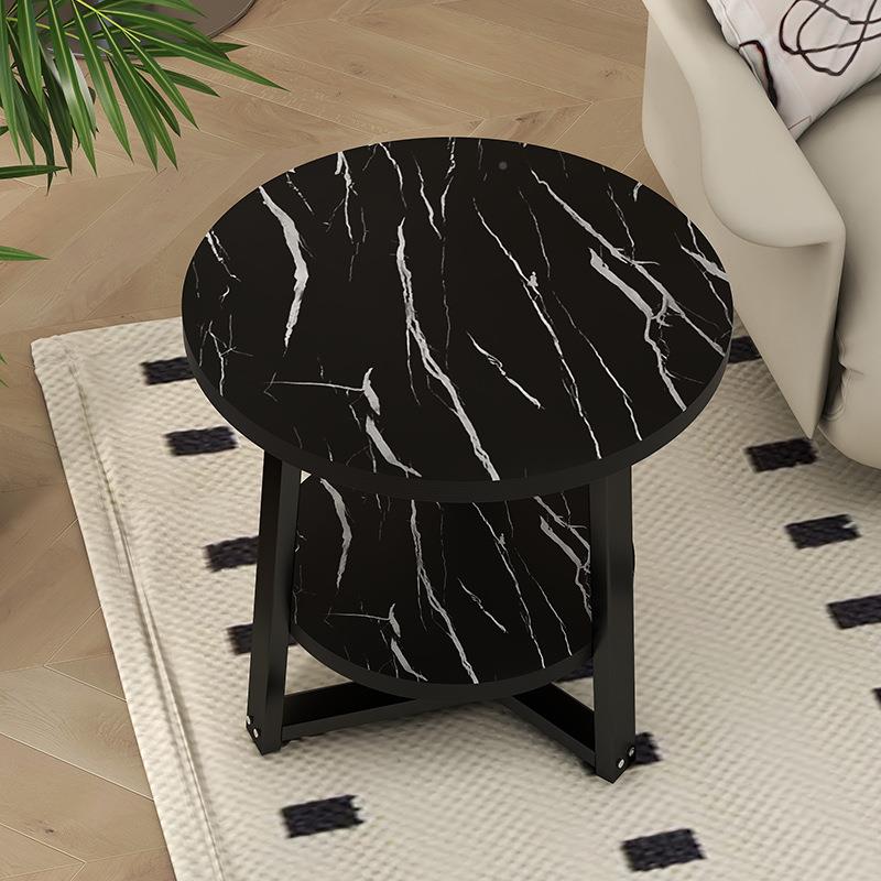 新圆形约客厅发沙边几简卧室JJV双层置物款小圆桌出租房小茶几