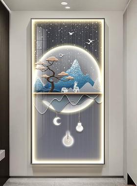 玄关壁装饰画奢大轻气立体led灯挂画创意蓝色入户走WUK廊感过道挂