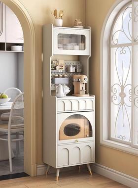 餐法式夹缝柜边柜小型岩板体边柜奶油风窄柜高柜一奢厨87025房储