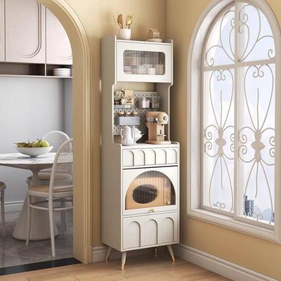 餐法式夹缝柜边柜小型岩板体边柜奶油风窄柜高柜一奢厨87025房储