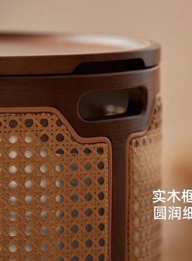 家用UTE藤编纳圆形脏衣篓毛毡玩具脏衣服卧杂物收室筐盖带收纳篮