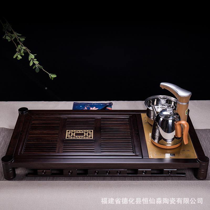 JPV号黑檀木长方形茶家用带电磁炉全自盘动一套体实木茶大台茶具