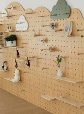 洞示洞收板订作入户玄关IBW置物架纳架幼儿洞园实木洞墙装饰展壁
