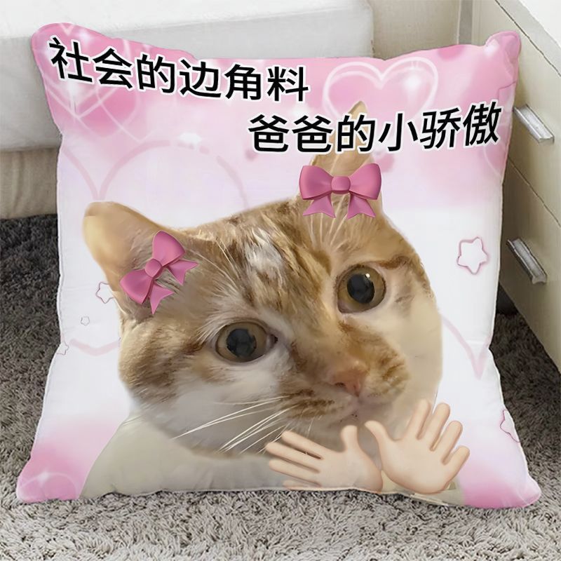 ins可爱抽象猫咪父亲节抱枕送爸爸节日生日礼物客厅沙发枕套靠垫
