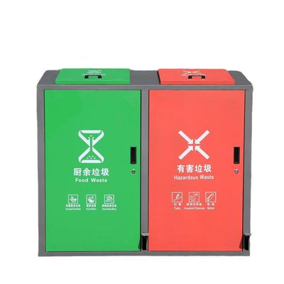 定制带盖方形社区方便商用大垃圾桶大容量脚踏四分类不锈钢垃圾箱