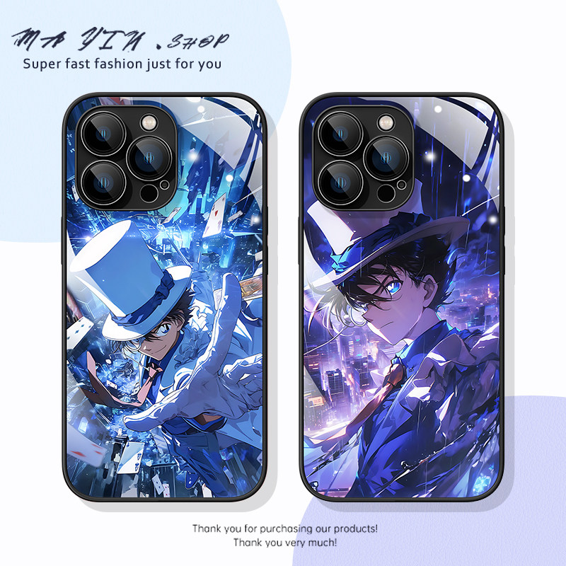 适用于苹果iPhone17pro手机壳16promax怪盗基德15pro玻璃壳14plus柯南13全包12动漫11pro全包se二代xs高级感8