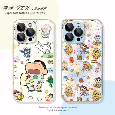 适用于oppo玻璃手机壳蜡笔小新