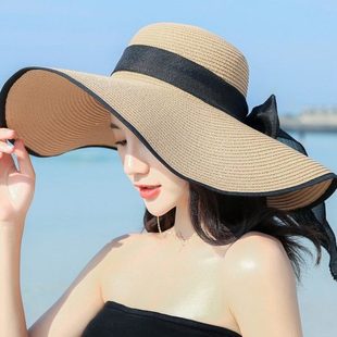 可折疊時尚 防紫外線大帽檐沙灘帽海邊防曬太陽帽草帽女夏遮陽 韓版