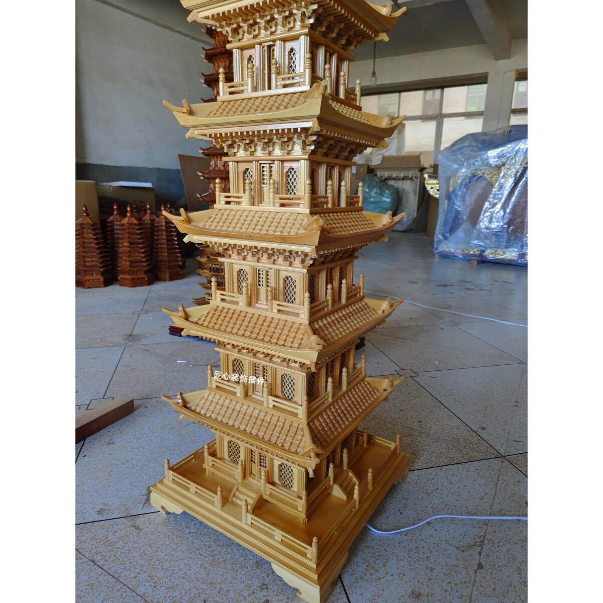 东阳四角塔木塔三层塔五层塔七层塔摆件寺庙佛塔灯塔工艺品摆件