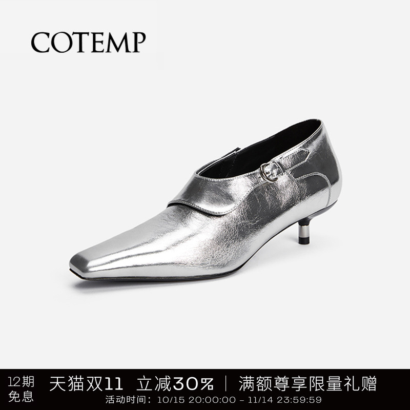 cotemp复古脚裸靴猫跟