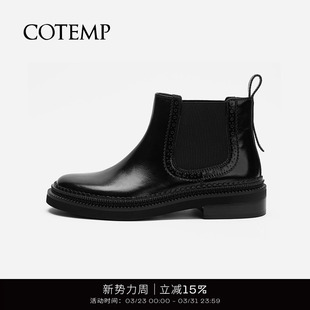 Boots切尔西短靴圆头烟筒靴粗跟套筒靴女 Chelsea cotemp Carving