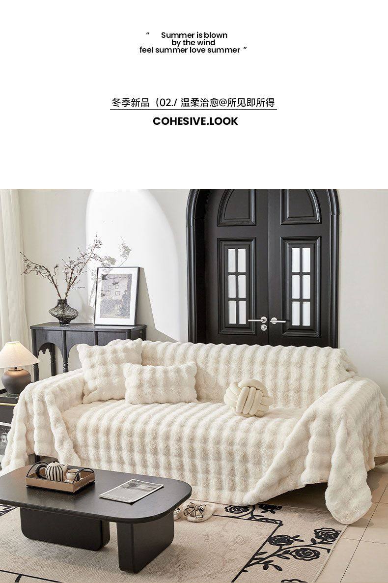 Faux Fur Soft Couch Sofa Cover Furniture Protector Slipcover