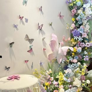 莫奈花园立体蝴蝶装 饰墙贴氛围感拍照区场景布置打卡角落改造