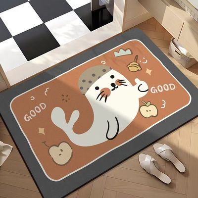 卡通可爱风浴室地垫硅藻泥软垫卫生间厕所吸水防滑垫进门垫可定制