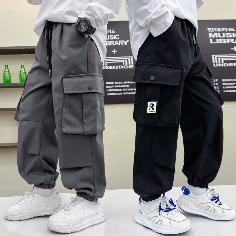 童裤子儿童潮牌工装裤春秋款2024新款中大童休闲裤百搭洋气长裤
