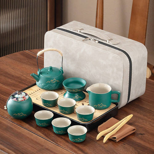 全套家用功夫茶具套装公室复古轻奢简约档粗陶茶具陶瓷伴手礼