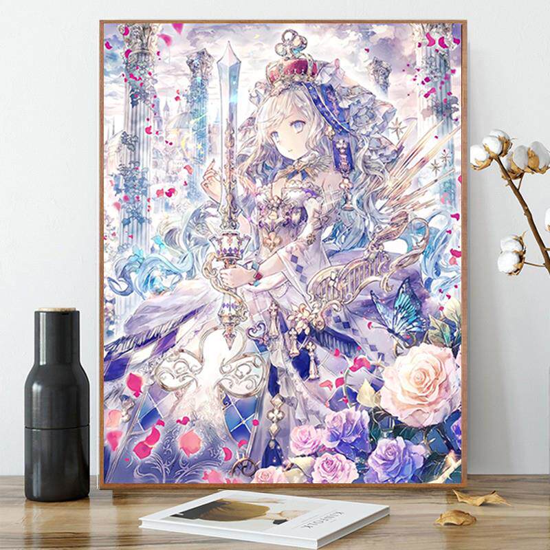 钻石画满钻新款2024手工diy卡通人物5d点贴钻十字绣小幅女孩卧室