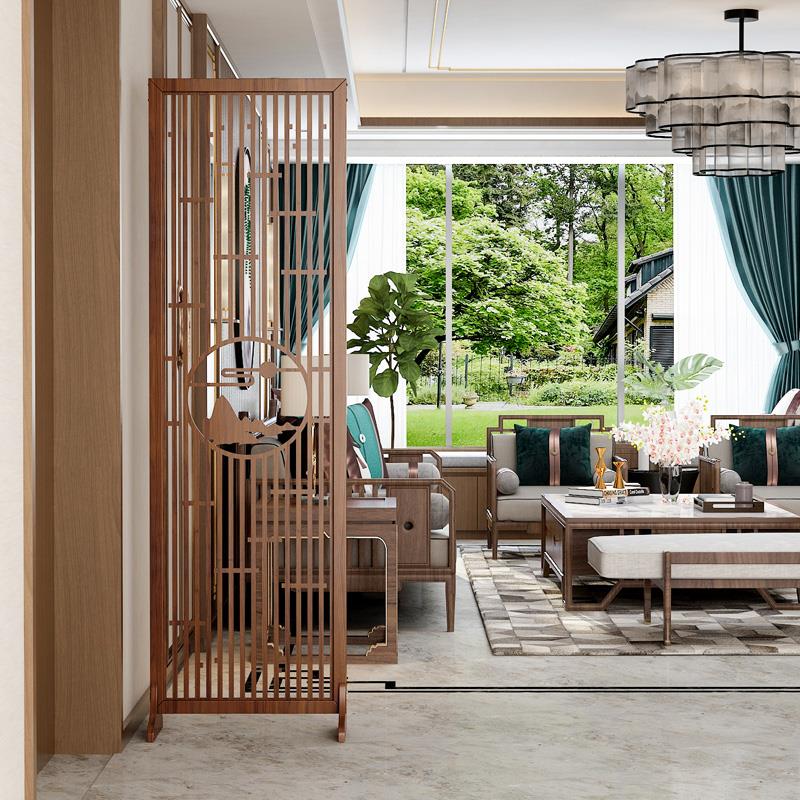 中式实木客厅屏风隔断简约现代屏风中式实木沙发旁遮挡家用屏障