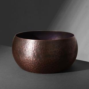 付碧星大铜锤图案刷洗手盆手工书房四宝铜器铜茶洗建水国画笔洗缸