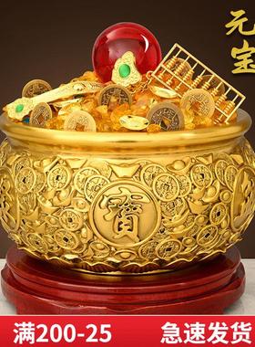 实心铜聚宝盆铜摆饰客厅家居办公室店铺存钱罐黄铜米缸公司工艺礼