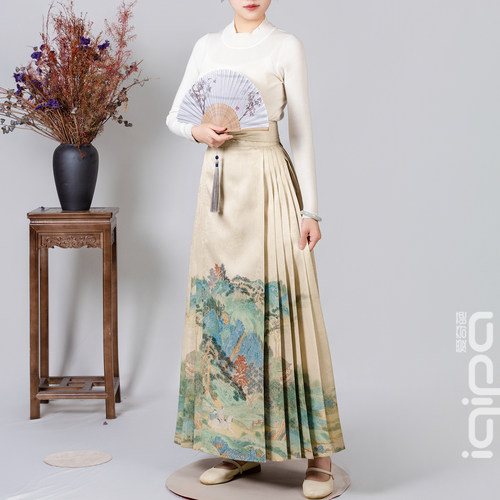 爱奇葩iqipa 浔阳送别图新款古风汉服半身裙日常显瘦百搭马面裙女