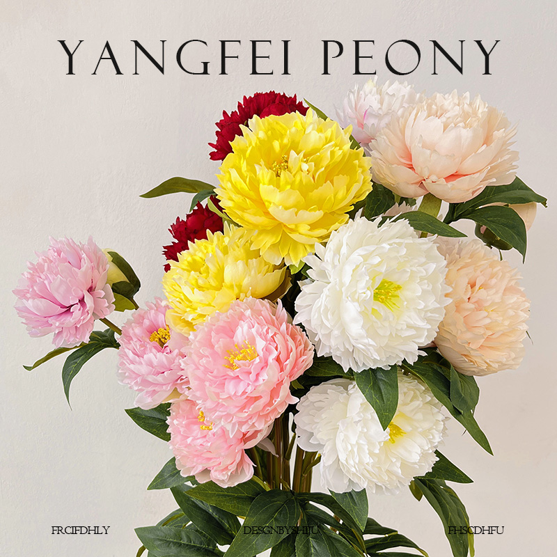 国风长枝牡丹仿真花芍药装饰摆件