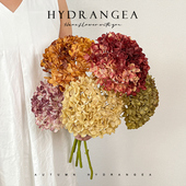 复古秋色烤边绣球假花仿真花摆设客厅装 饰花艺摆件餐桌花摆花花束