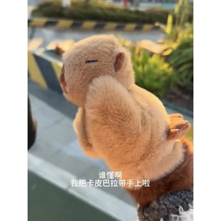 卡皮巴拉手套加绒可爱卡通水豚女秋冬季学生户外骑行加厚保暖手套