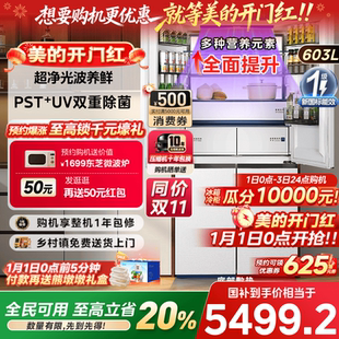 美 十字四门双开家用大容量 603L熊墩墩pro冰箱超净超薄零嵌入式